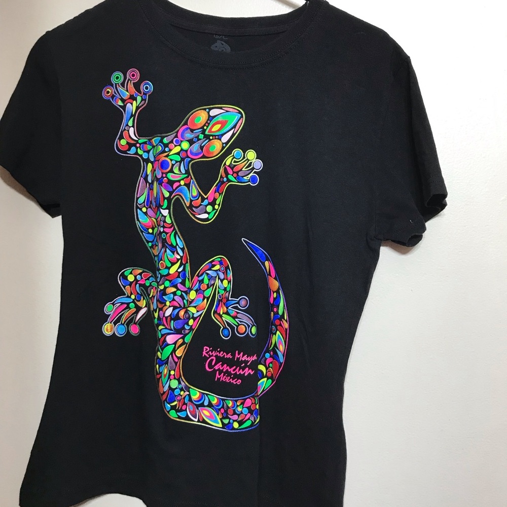 EXPRESSATE IMPRESSION Rainbow Lizzard T-Shirt.. Size: Small